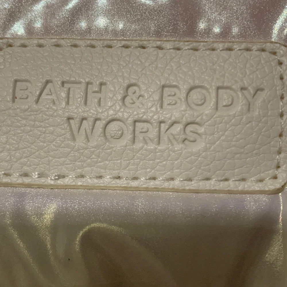 Bath & Body Works White Iridescent Quilted Tote Bag